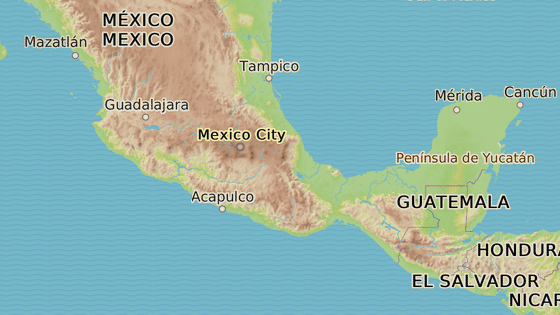 Stt Puebla (erven znaka) a Veracruz (modr znaka), kter nejvce zashly sesuvy pdy