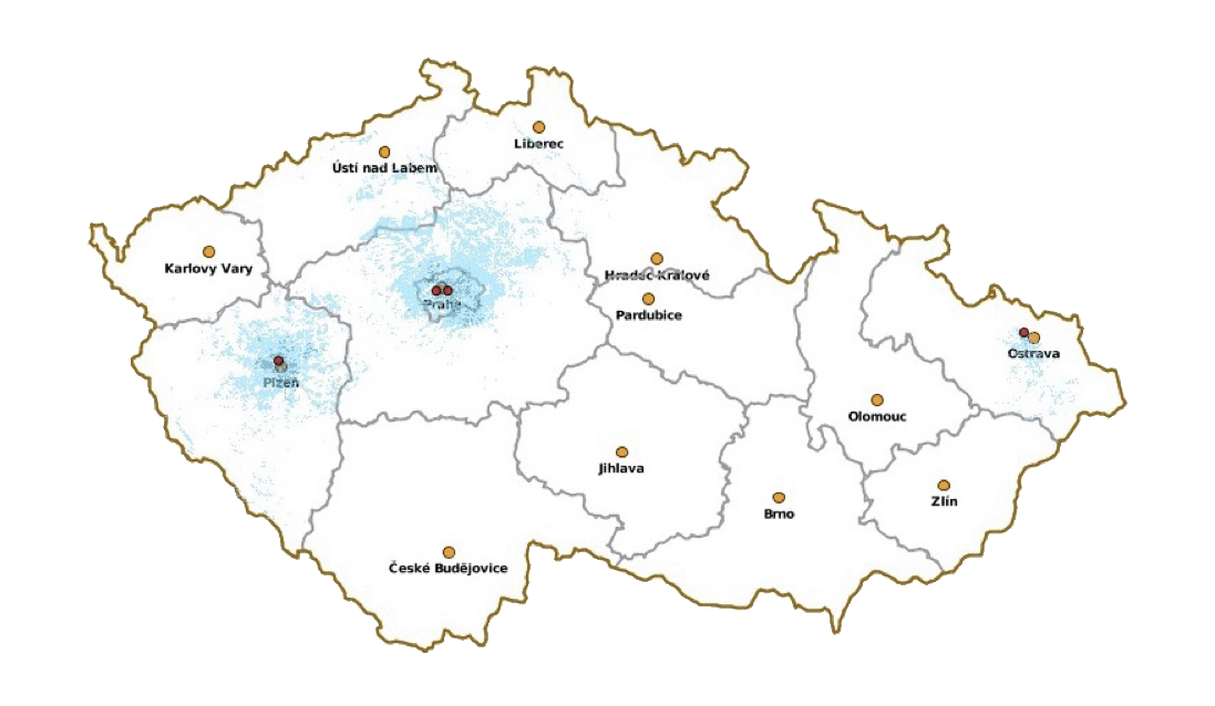 Mapa pokryt R signlem v psmu DAB+