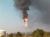 Výbuch a poár v chemice v Litvínov.