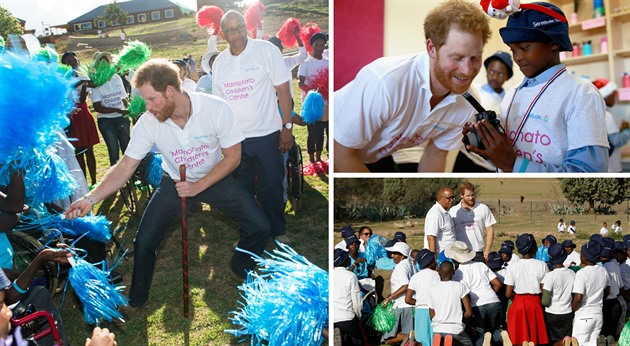 Princ Harry navtívil africké dti z Mamohato Childrens Centre.