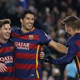 Barcelona slav: Lionel Messi, Luis Surez a Gerard Piqu.