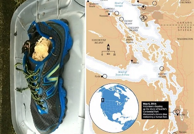 Na kanadském pobeí byla nalezena lidská noha v becké bot. Jednalo se u o...