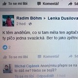 Nechutn vzkazy na facebooku Lenky Dusilov.