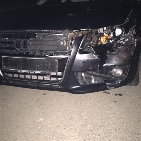 Takhle dopadlo auto Provazníkové po srážce se srnkou.