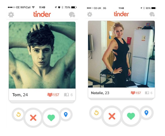 Vizuální pohled do seznamovací mobilní aplikace Tinder.