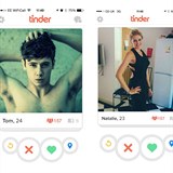 Vizuln pohled do seznamovac mobiln aplikace Tinder.