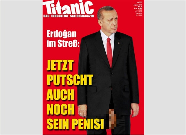 Satirická obálka magazínu Titanic se zamila na tureckého prezidenta.
