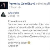 Status kapely Anacreon o zdravotnm stavu Veroniky Zelnkov.