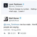 Niall Horan a Louis Tomlinson na Twitteru
