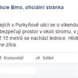 Brnnsk policie vyjdla k lednici, zaklnn ve strom.