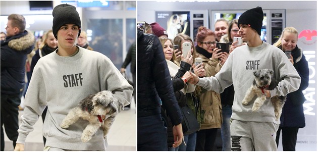 Justin Bieber jev eské republice. V noci se pivítal s fanouky a dal si jídlo...