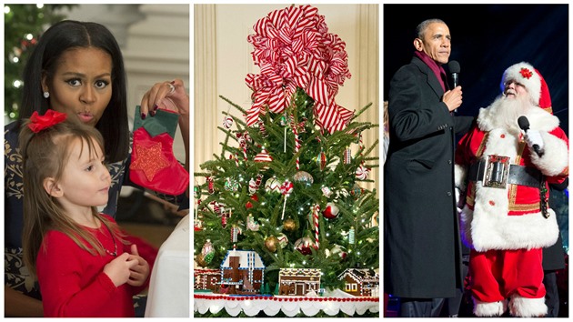 Obamovi a Vánoce.