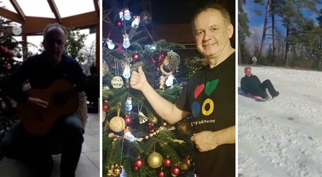 Slovenský prezident u vánoního stromeku.