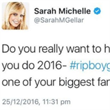 V reakci na smrt George Michaela napsala Sarah Michelle na Twitter tento...