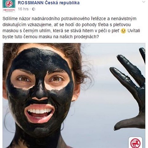 Drogrie Rossmann a jej ern pleov maska.