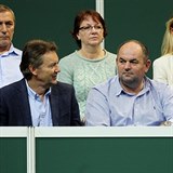 Roman Berbr s Miroslavem Peltou na finle tenisovho Fed Cupu.