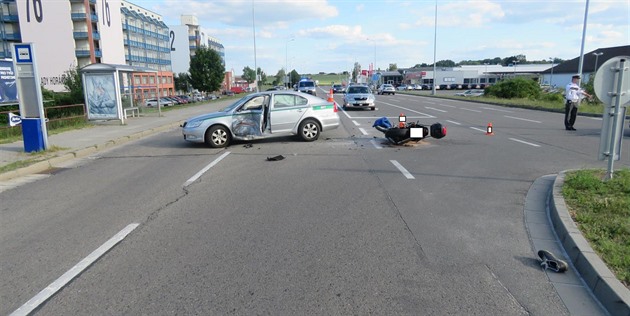 Váná dopravní nehoda se stala v ulici Milady Horákové v eských Budjovicích.