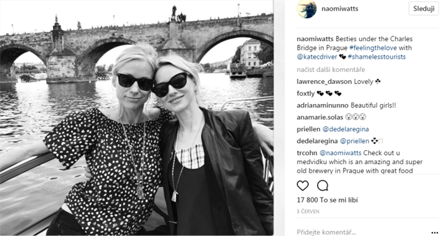 Naomi Watts vyrazila s kamarádkou relaxovat na Vltavu.