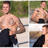 Bieber vystavil svou dokonalou muskulaturu.