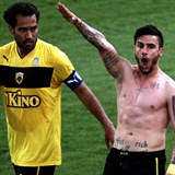 Giorgios Katzidis takhle slavil gl za AEK Atny. Nyn hraje v esku.