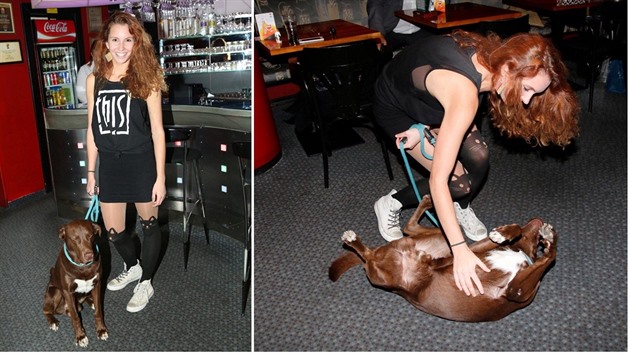 Denisa Nesvailová se svým psem estmírem.