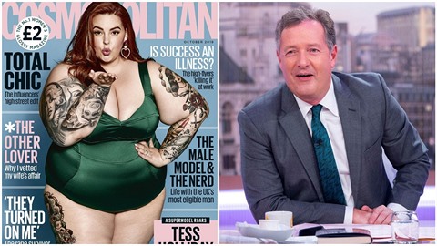 Moderátor Piers Morgan kritizuje morbidní obezitu XXL modelky Tess Holliday.