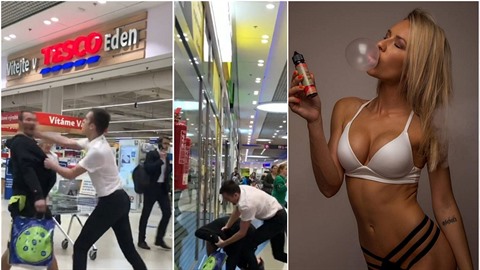 Na agresivního ochrankáře v pražském Tesku upozornila sexy hosteska Oktagonu. Na agresivního ochrankáře v pražském Tesku upozornila sexy hosteska Oktagonu.