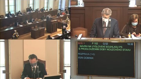 Poslanecká snmovna v Praze projednávala 7. dubna 2020 ádost vlády o...