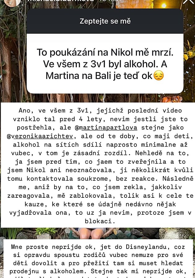 Duffková se k tématu alkohol v mateřství dostala zpátky otázkami od fanoušků,...