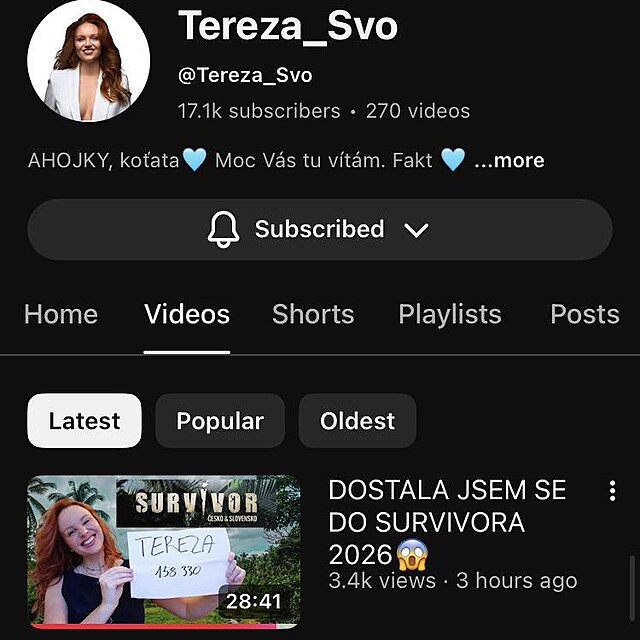 Tereza Svobodová propálila svou účast v Survivoru.