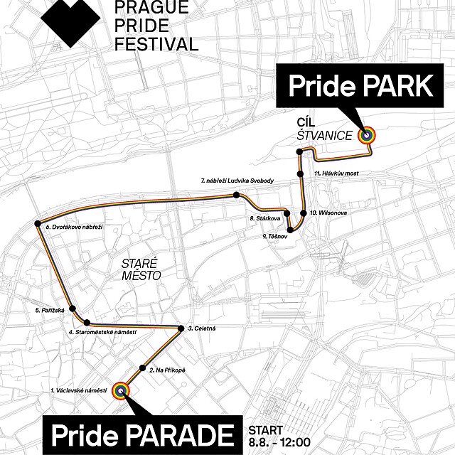 Trasa duhového průvodu, Prague Pride 2026