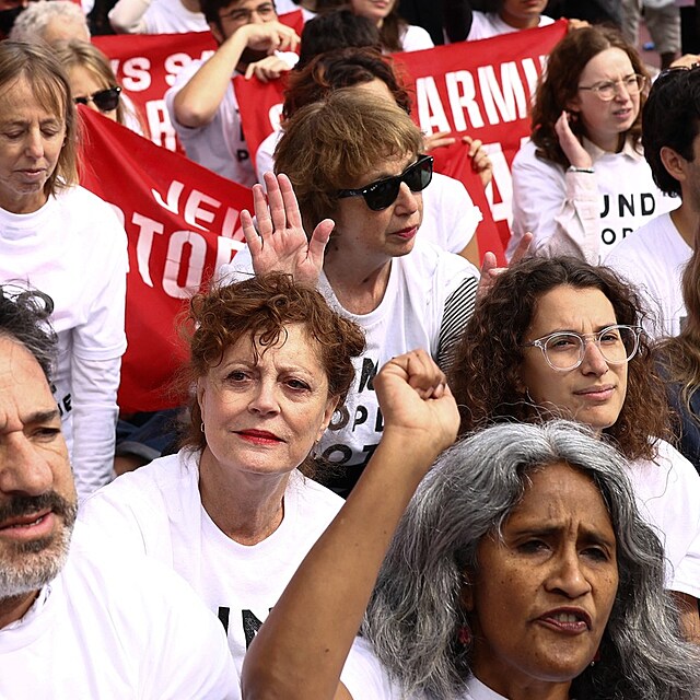 Susan Sarandon seděla mezi demonstranty před sídlem OSN v New Yorku. Téměř osmdesátiletá hollywoodská hvězda se zapojila do protestu proti izraelské vládě a americké podpoře války v Gaze.