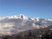 Z La Plagne je vidt Mont Blanc