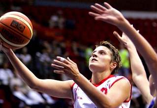 eská basketbalistka Hana Machová ve finálovém utkání mistrovství Evropy.