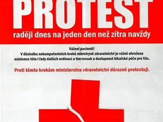 Plakát, na kterém lékai vysvtlují dvody stávky