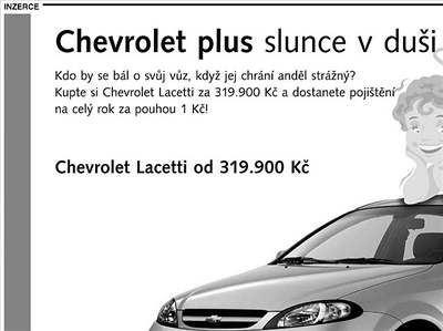 Reklama na Chevrolet se "Sluncem v dui"