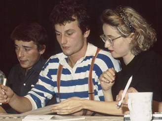 Monika Pajerov a Martin Mejstk ve studentskm vboru v listopadu 1989.