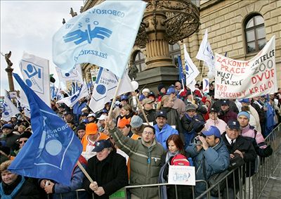 V centru Prahy nebudou odborái demonstrovat poprvé. Fotografie je z podzimu 2005.