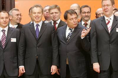 Tony Blair a Jií Paroubek na srazu evropských socialist.