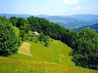 Panorama polské ásti Slezských Beskyd od Velké antoryje