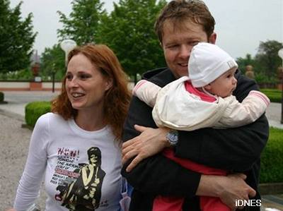 Markéta Hrubeová s partnerem Davidem Krausem a s dcerou Christel
