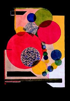Abstrakce první poloviny 20. století, Miroslav Ponc, Kompozice melodické linie barevné, 1925, kresba perem tuí, akvarel, papír, 22,1 x 29,5 cm