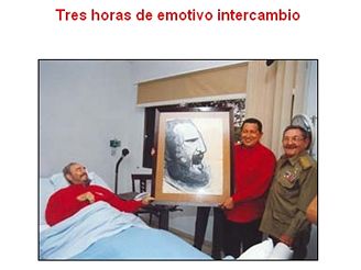 Chávez pivezl 80letému oslavenci mimo jiné obraz.