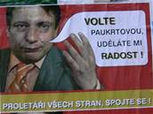 Plakáty, které hlásají, e Jií Paroubek stojí za senátorkou Paukrtovou, visí po celém Jablonci.
