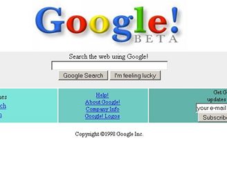 Google homepage - 1998