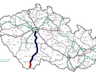 Orientan mapka - modr linka znzoruje plnovanou D3