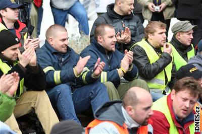 V únoru protestovali policisté spolu s hasii na praském Výstaviti