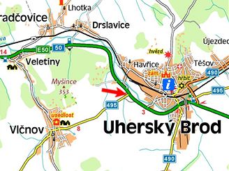 mapa Uhersk Hradit
