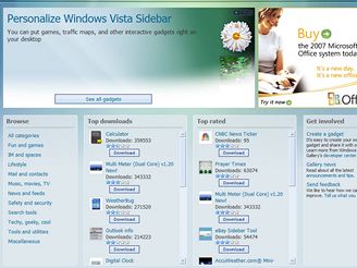 Miniaplikace ve Windows Vista