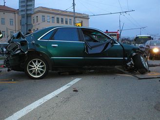 Dopravn nehoda v Olomouck ulici v Brn.